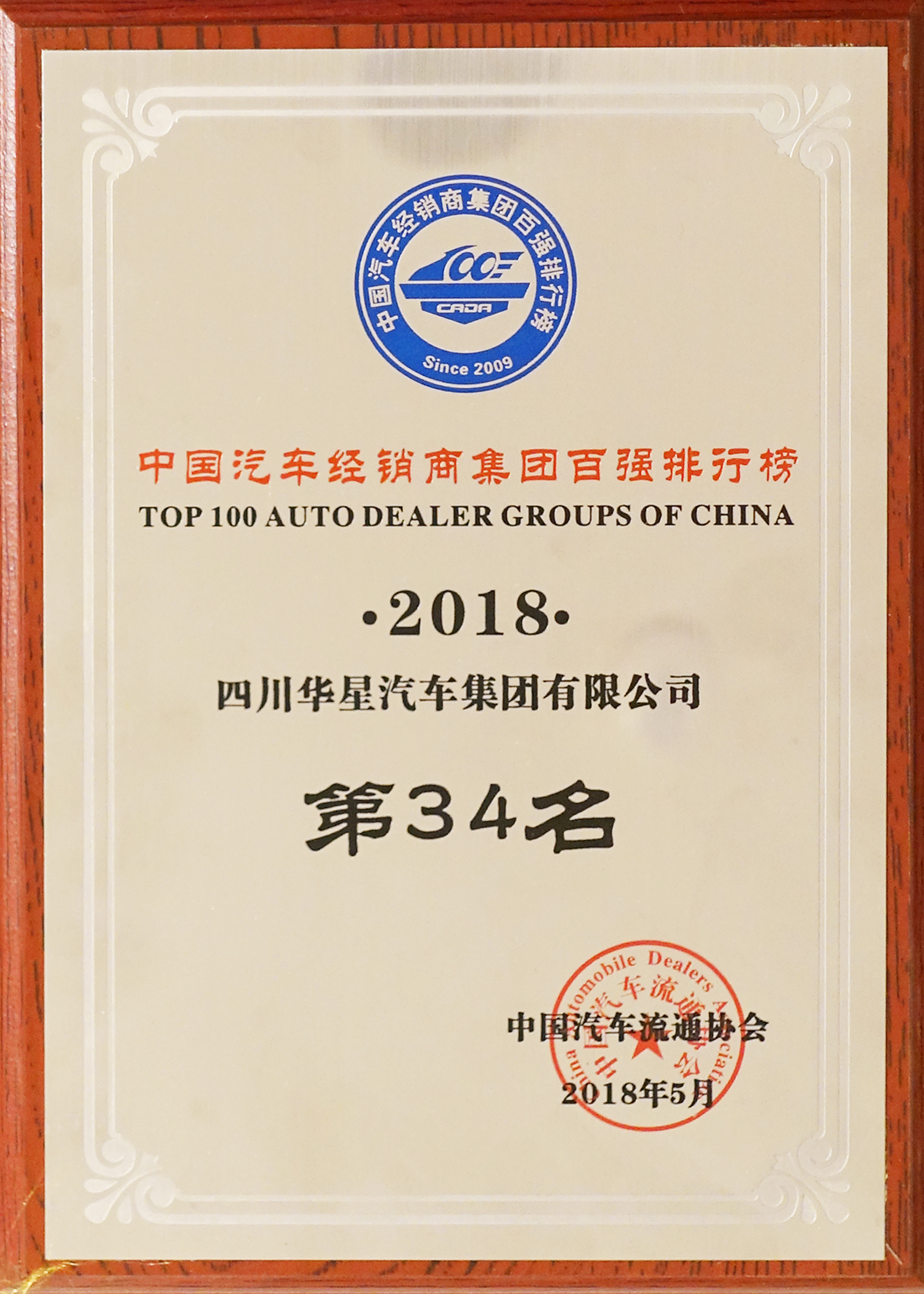 华星汽车集团连续四年蝉联“中国汽车经销商集团百强排行榜四川省第一位”_腾凯融资租赁